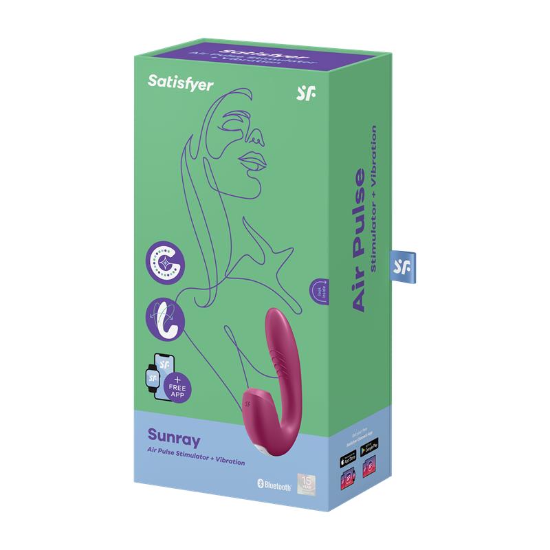 SATISFYER - SUNRAY BERRY SUCCIONADOR Y VIBRADOR 2 EN 1 SÚPER FLEXIBLE USB