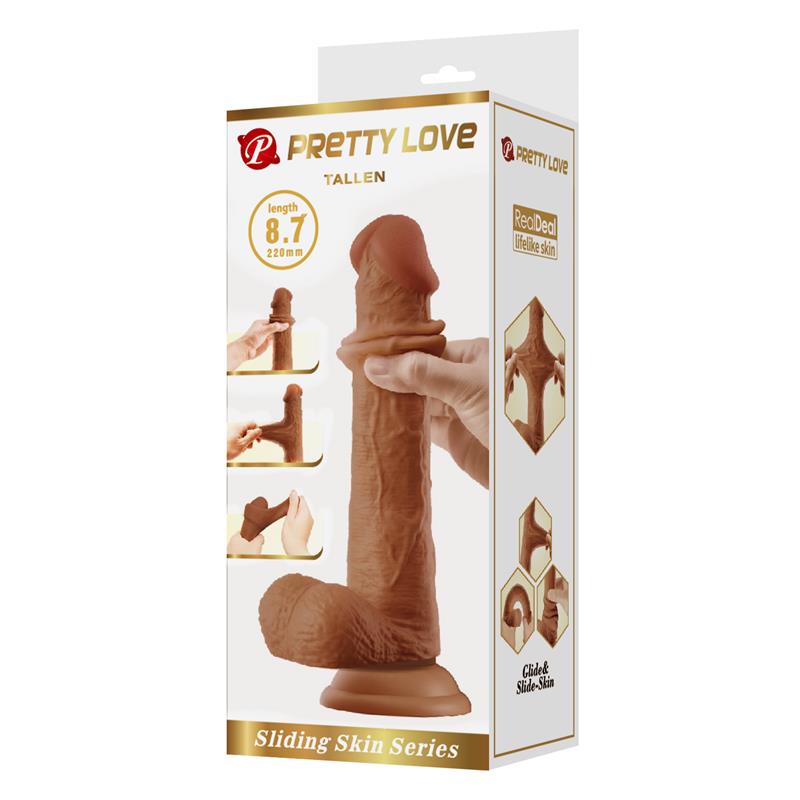 PRETTYLOVE - TALLEN DILDO CON PIEL DESLIZANTE-RETRACTIL 22 CM