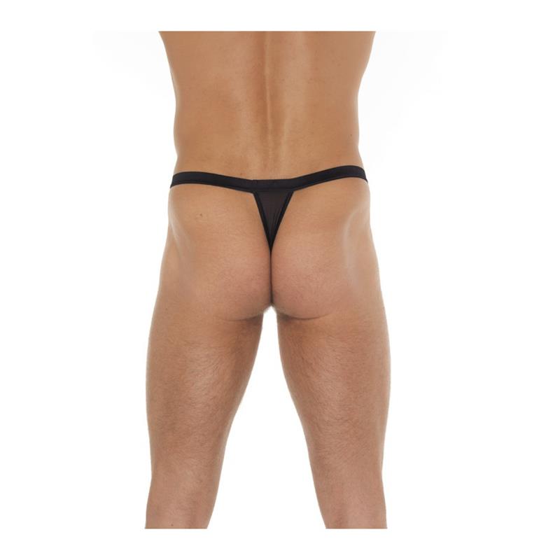AMORABLE - TANGA CON TIRAS NEGRO Y LEOPARDO TALLA ÚNICA