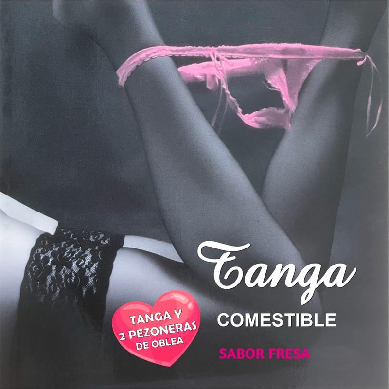 HOT FLOWERS - TANGA DE OBLEA Y 2 PEZONERAS SABOR FRESA