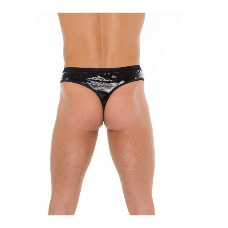 AMORABLE - TANGA DE PVC NEGRO TALLA ÚNICA