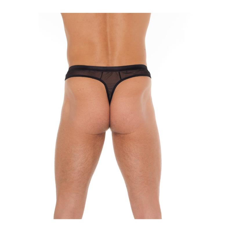 AMORABLE - TANGA REJILLA NEGRO TALLA ÚNICA