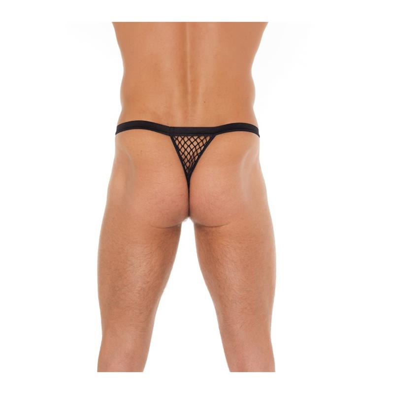 AMORABLE - TANGA REJILLA NEGRO TALLA ÚNICA