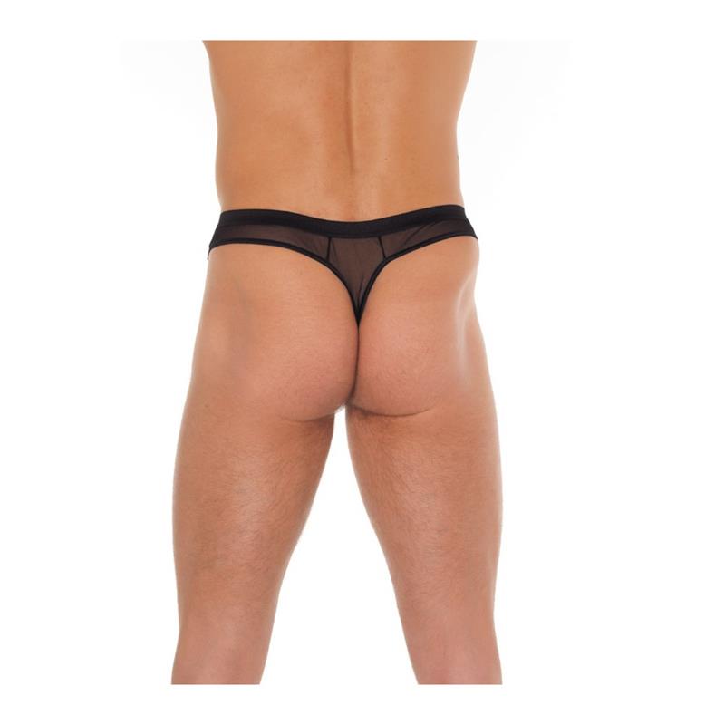 AMORABLE - TANGA REJILLA NEGRO TALLA ÚNICA