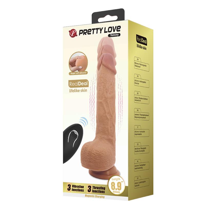 PRETTYLOVE - TOMMY DILDO REALISTA CON VIBRACIÓN Y THRUSTING CON CONTORL REMOTO