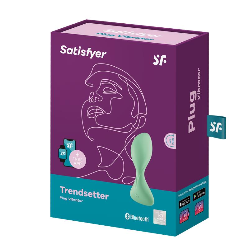 SATISFYER - TRENDSETTER PLUG ANAL CON VIBRACIÓN Y APP VERDE CLARO
