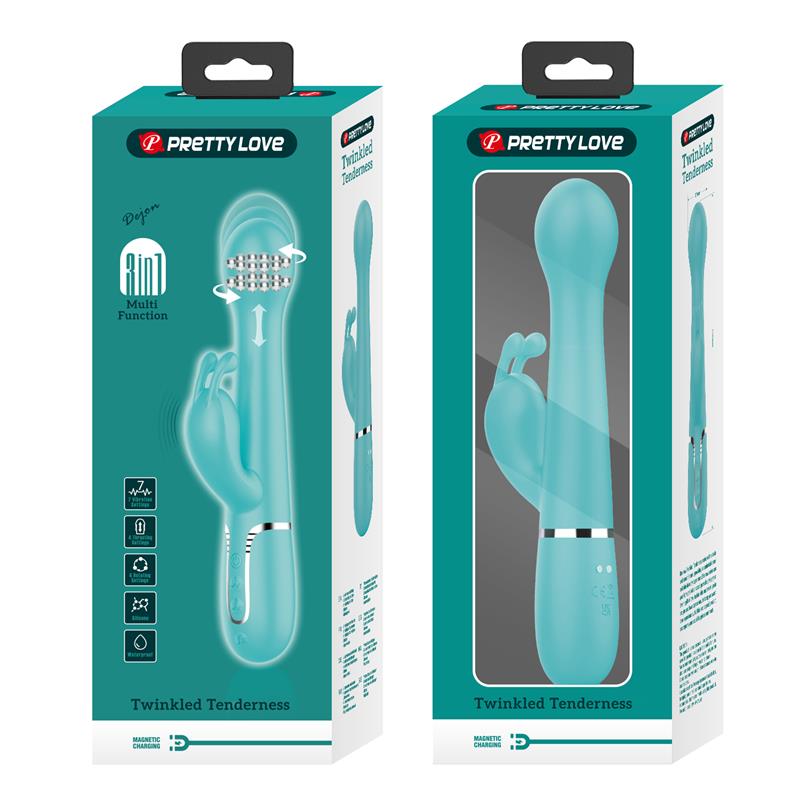 PRETTYLOVE - VIBRADOR CON THRUSTING Y BOLAS ROTATORIAS DEJON AZUL