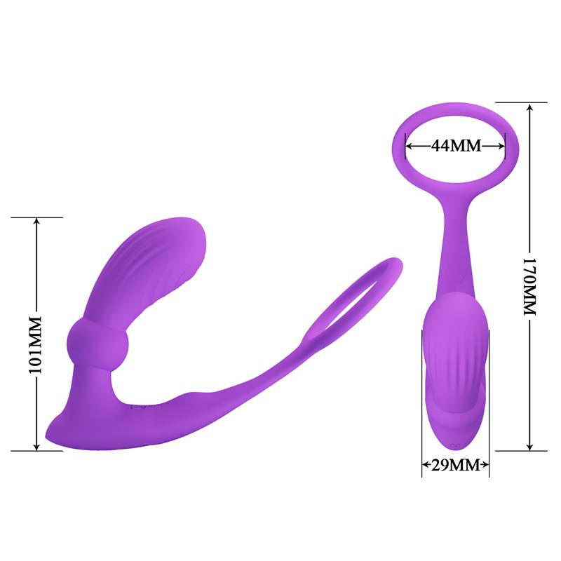 PRETTYLOVE - WARREN PLUG ANAL Y ANILLO PARA EL PENE CON VIBRACIÓN Y PULSACIÓN A CONTROL REMOTO