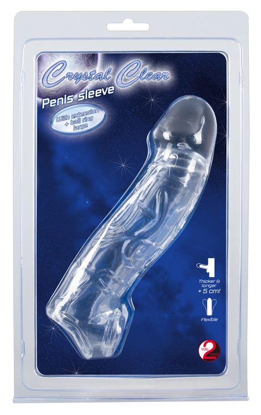 CRYSTAL - PENIS SLEEVE WITH EXTENSION AND BALL RING