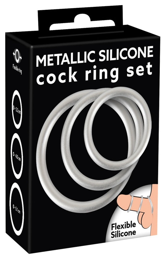 YOU2TOYS - METALLIC SILICONE COCK RING SET