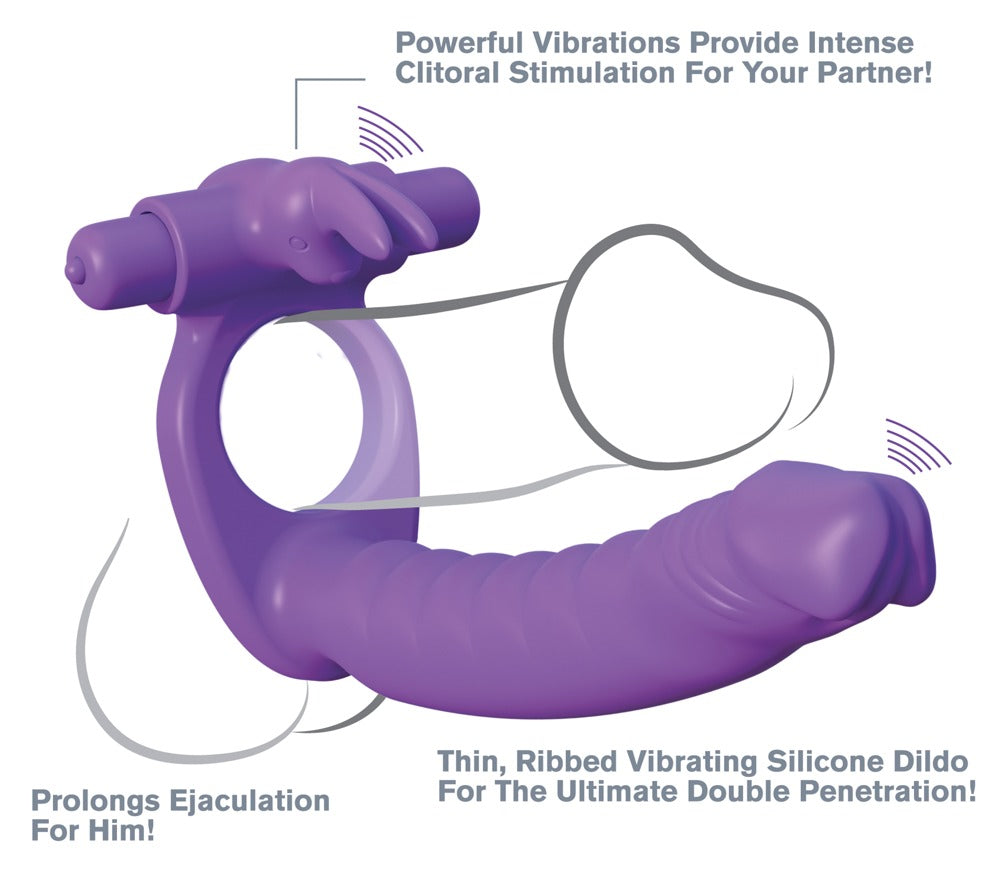 FANTASY C-RINGZ - SILICONE DOUBLE PENETRATOR RABBIT