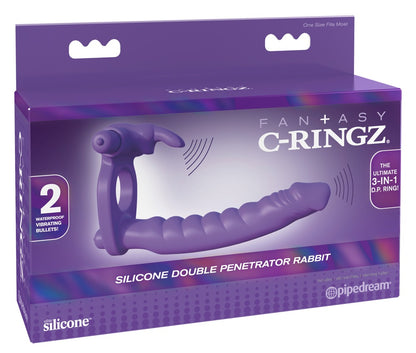 FANTASY C-RINGZ - SILICONE DOUBLE PENETRATOR RABBIT