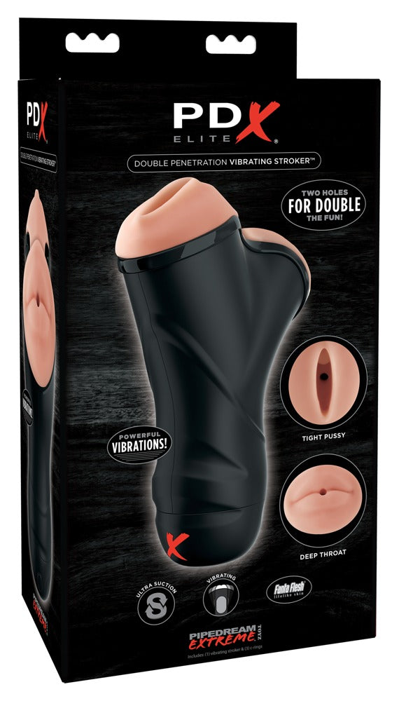 PDX ELITE - DOUBLE PENETRATION VIBRATING STROKER