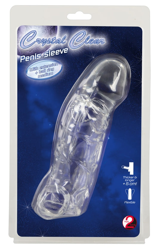 CRYSTAL - PENIS SLEEVE WITH EXTENSION + BALL RING