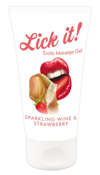 LICK IT! - EROTIC MASSAGE GEL SPARKLING WINE AND STRAWBERRY