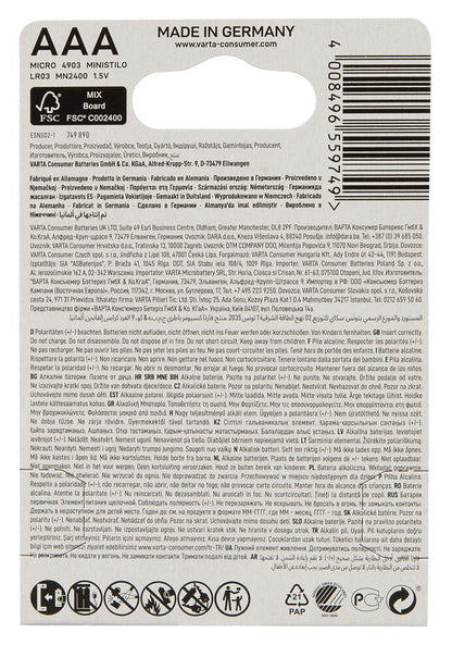 VARTA - 4 AAA BATTERIES