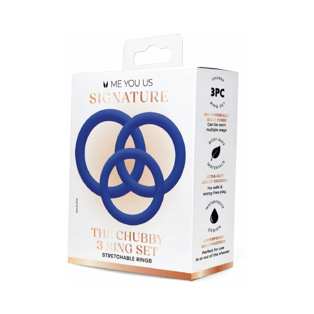 ME YOU US SIGNATURE - O CONJUNTO DE 3 ANÉIS CHUBBY AZUL