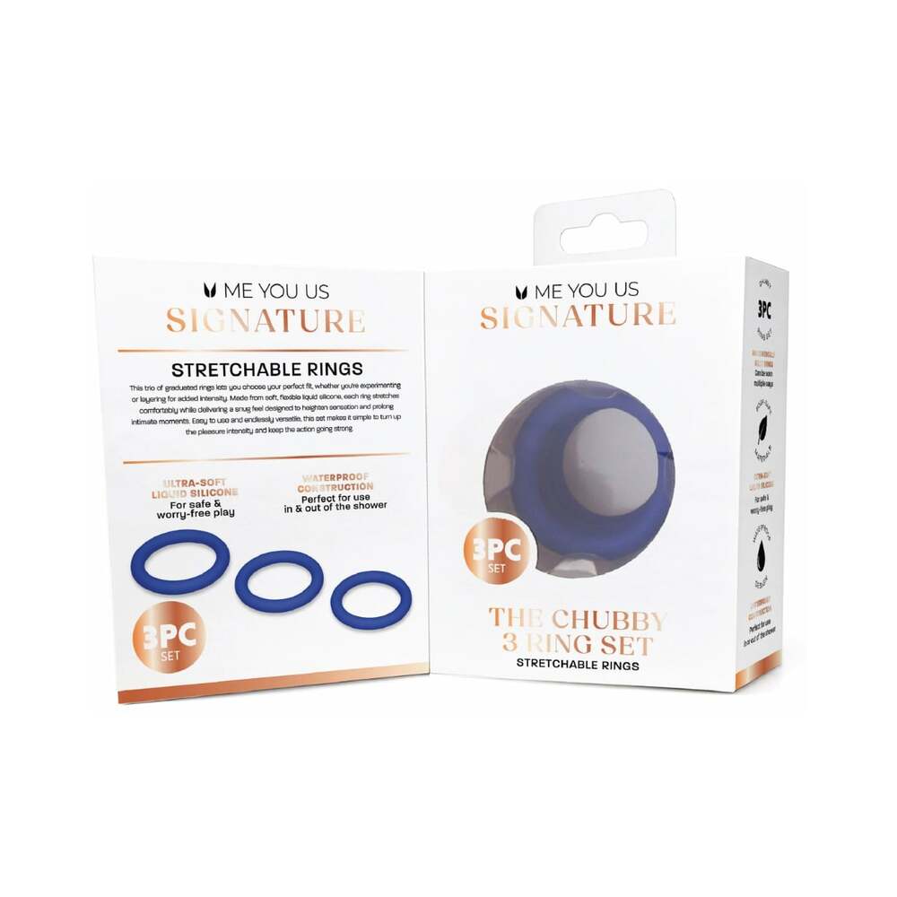 ME YOU US SIGNATURE - O CONJUNTO DE 3 ANÉIS CHUBBY AZUL