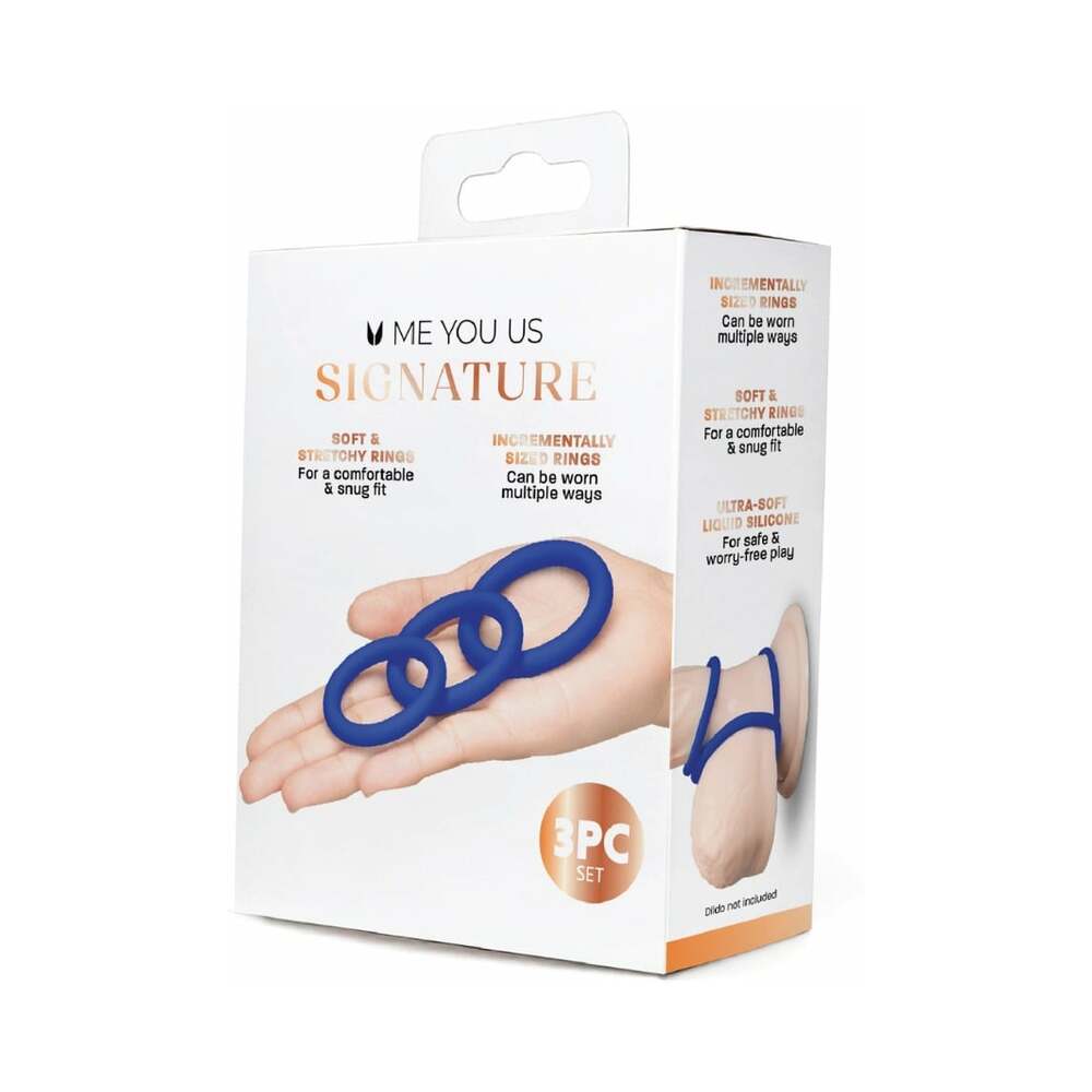 ME YOU US SIGNATURE - O CONJUNTO DE 3 ANÉIS CHUBBY AZUL
