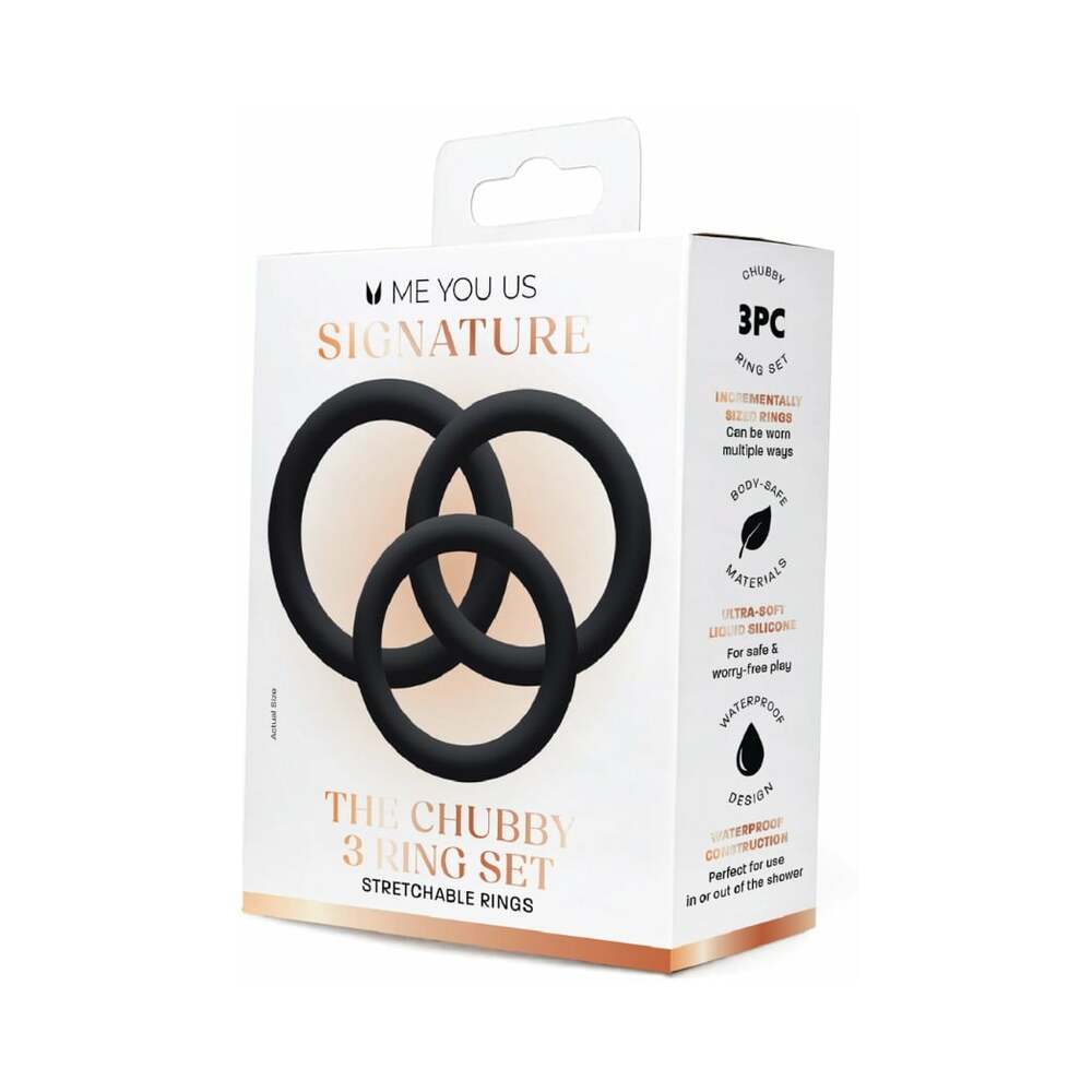 ME YOU US SIGNATURE - O CONJUNTO DE 3 ANÉIS CHUBBY PRETO