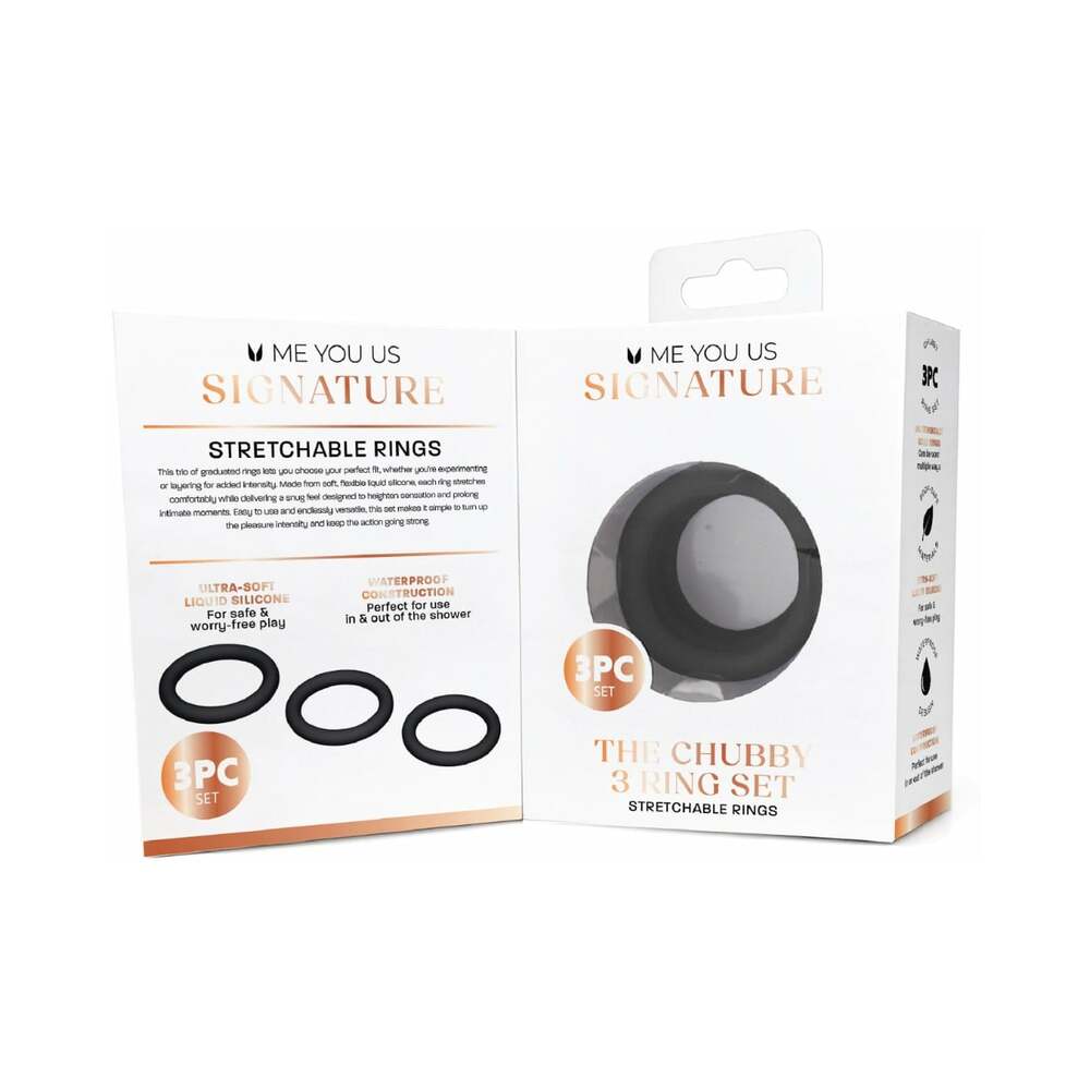 ME YOU US SIGNATURE - O CONJUNTO DE 3 ANÉIS CHUBBY PRETO