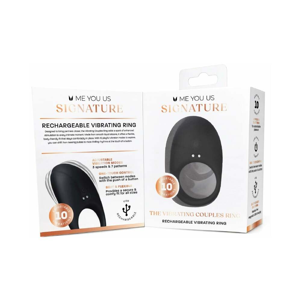 ME YOU US SIGNATURE - THE VIBRATING COUPLES RING BLACK