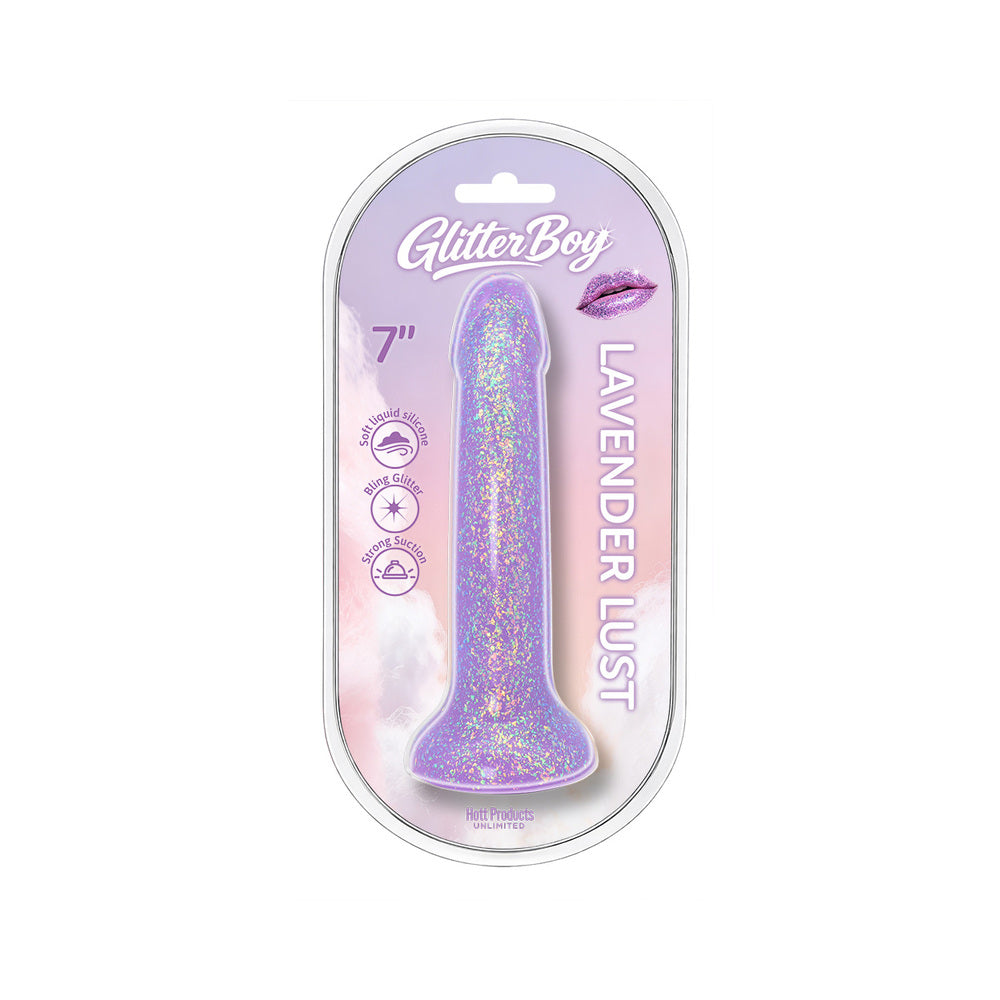 HOTT PRODUCTS - DILDO DE SILICONE COM GLITTER LAVENDER LUST GLITTER BOY COR-DE-ROSA LAVANDA