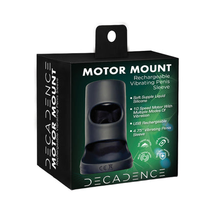 HOTT PRODUCTS - DECADENCE MOTOR MOUNT LIQUID SILICONE PENIS SLEEVE MULTI-SPEED RECHARGEABLE VIBRATOR BLACK