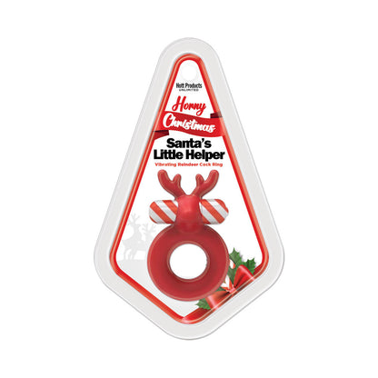 HOTT PRODUCTS - HORNY CHRISTMAS SANTA'S LITTLE HELPER REINDEER COCK RING WITH MULTI-SPEED CANDY CANE STRIPED BULLET LIQUID SILICONE