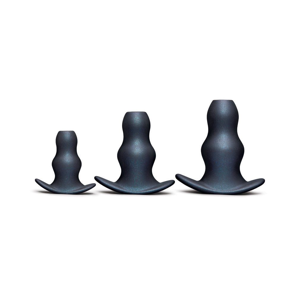 B-VIBE - CONJUNTO DE TREINO ANAL DE 3 PEÇAS TRIPLE RIPPLE HOLLOW TUNNEL PLUGS EM SILICONE
