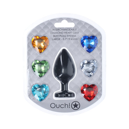 SHOTS - AÍ! LARGE HEART DIAMOND BUTT PLUG 6 JEWELS PRETO