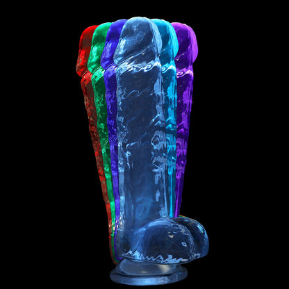 SHOTS - REALROCK CRYSTAL CLEAR LED TOUCH DONG 18 CM. TRANSLÚCIDO