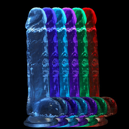SHOTS - REALROCK CRYSTAL CLEAR LED TOUCH DONG 18 CM. TRANSLÚCIDO