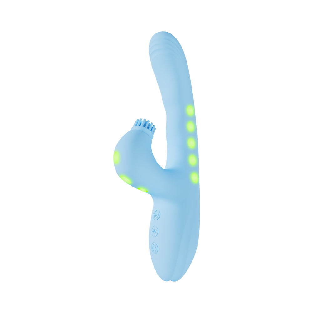 SHOTS - ESTIMULADOR CLITORIDIANO VIBRANTE E DE TOQUES VIVE ANDRIA LED G-SPOT AZUL