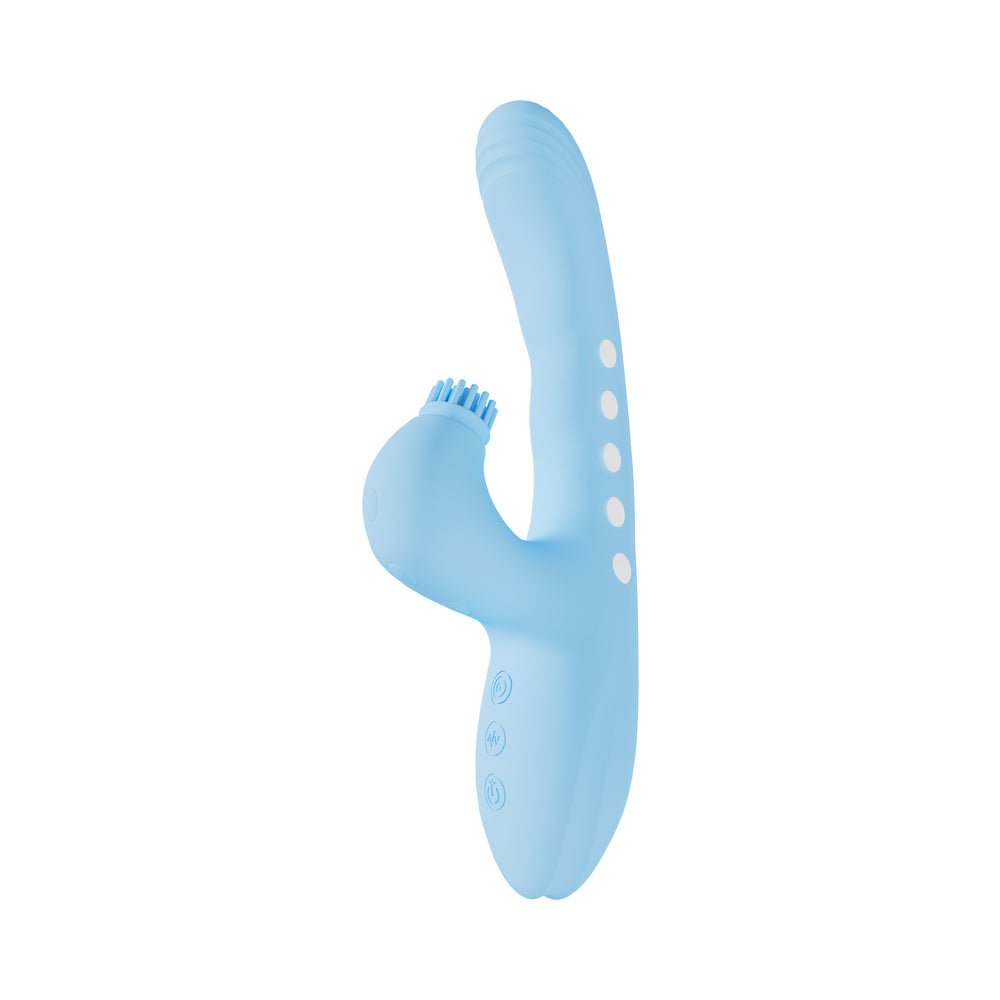 SHOTS - ESTIMULADOR CLITORIDIANO VIBRANTE E DE TOQUES VIVE ANDRIA LED G-SPOT AZUL