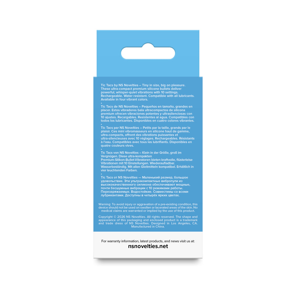 NS NOVELTIES - TIC TAC BLUE RAZZ SILICONE BULLET VIBE BLUE
