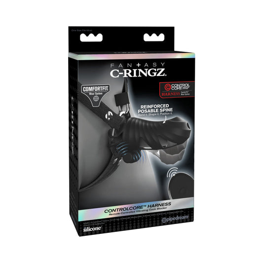 PIPEDREAM - FANTASY C-RINGZ CONTROLCORE HARNESS REMOTE VIBRATING COCK BLOCKER BLACK