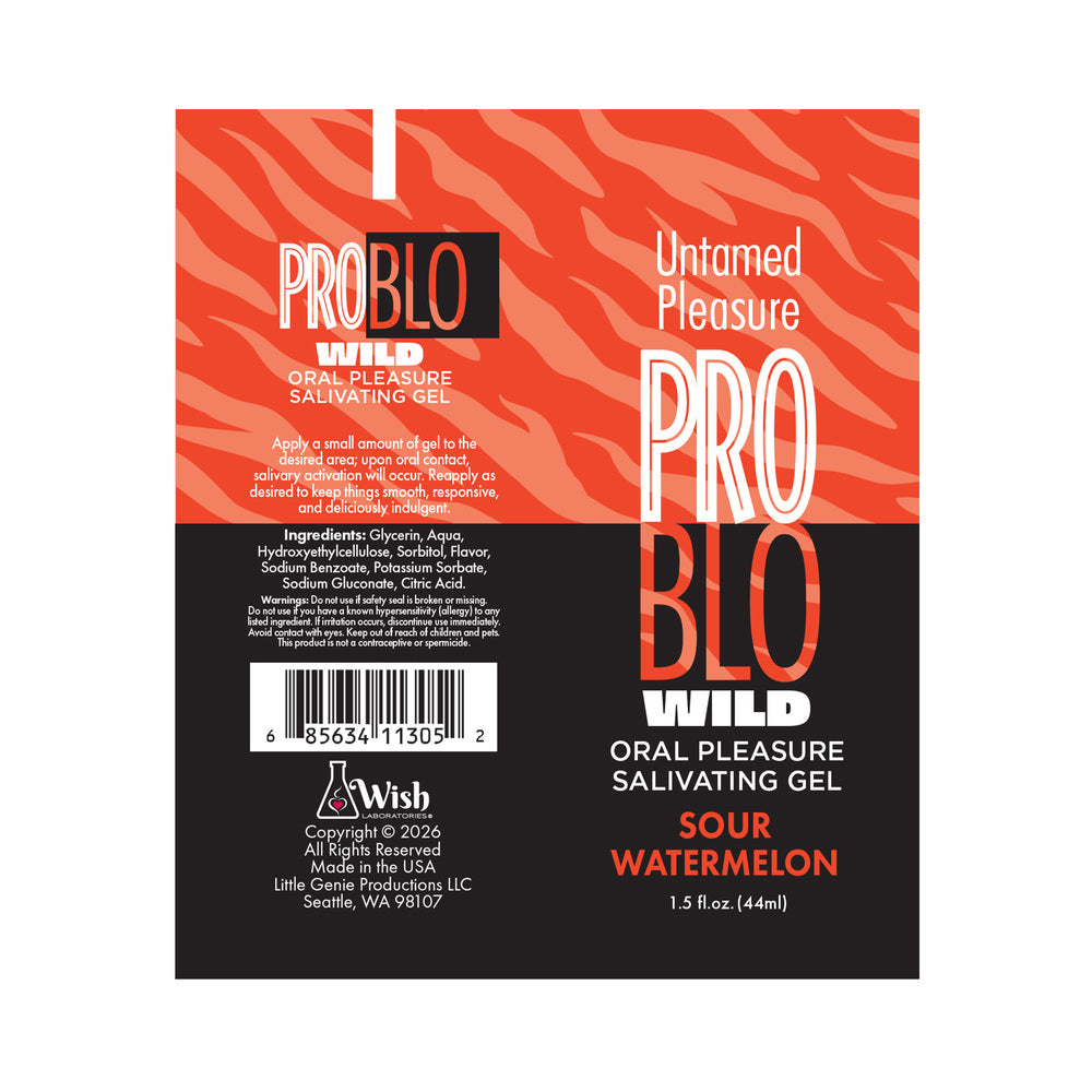 LITTLE GENIE - GEL DE ESTIMULAÇÃO ORAL PROBLO WILD SABOR MELANCIA ÁCIDA 1,5 OZ.