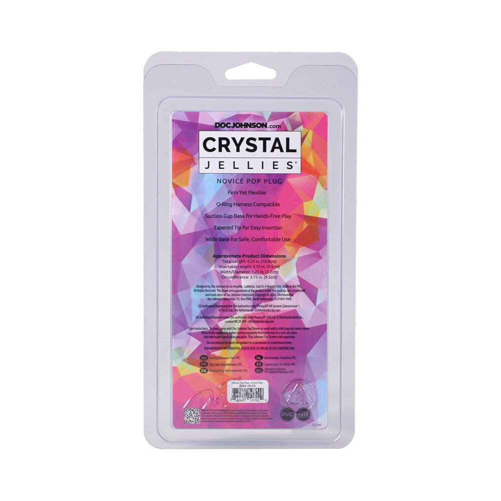 DOC JOHNSON - CRYSTAL JELLIES NOVICE POP PLUG 4 POL. AZUL-TURQUESA