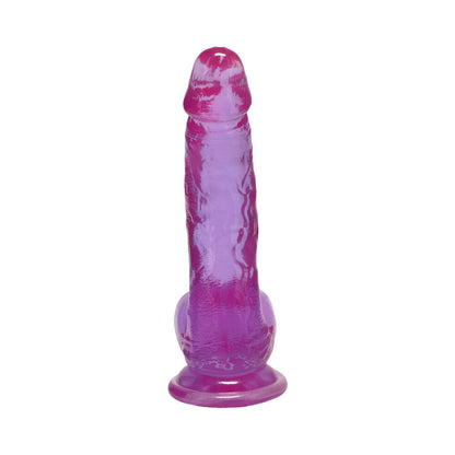 DOC JOHNSON - CRYSTAL JELLIES PILO CURVO REALISTA COM BOLAS 17,8 CM VIOLETA