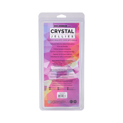 DOC JOHNSON - CRYSTAL JELLIES PILO CURVO REALISTA COM BOLAS 17,8 CM VIOLETA