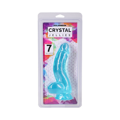 DOC JOHNSON - CRYSTAL JELLIES PILA CURVADA REALISTA COM BOLAS 7 POL. VERDE-AZULADO