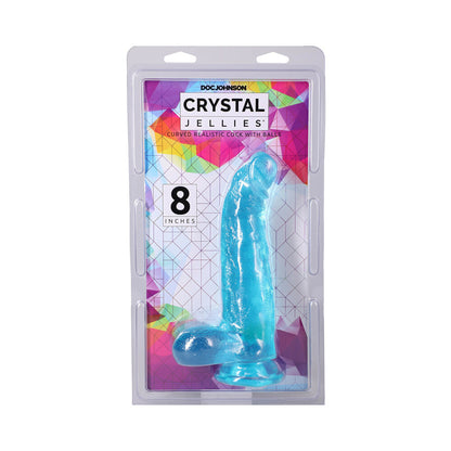 DOC JOHNSON - CRYSTAL JELLIES CURVED REALISTIC DILDOS WITH BALLS 8 IN. TEAL