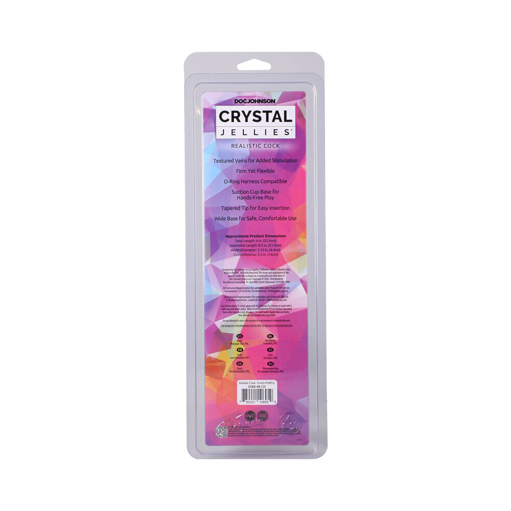 DOC JOHNSON - CRYSTAL JELLIES PÉNIS REALISTA 9 POL. PÚRPURA