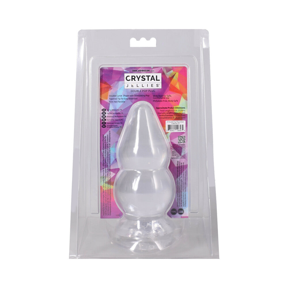 DOC JOHNSON - CRYSTAL JELLIES DOUBLE POP PLUG 15 CM TRANSPARENTE