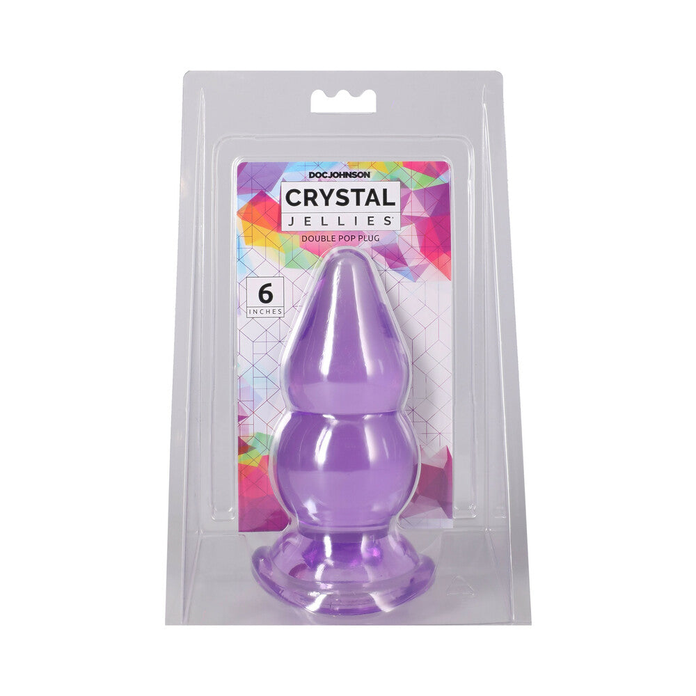 DOC JOHNSON - CRYSTAL JELLIES DOUBLE POP PLUG 15 CM ROXO