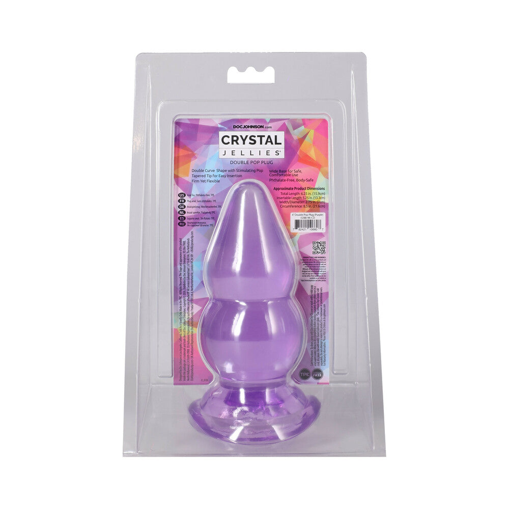 DOC JOHNSON - CRYSTAL JELLIES DOUBLE POP PLUG 15 CM ROXO