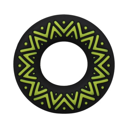 DOC JOHNSON - POLYNESIAN PLEASURES HULA LOOPS ANEL PENIAN DE SILICONE TRIBAL 25MM AMARELO/PRETO