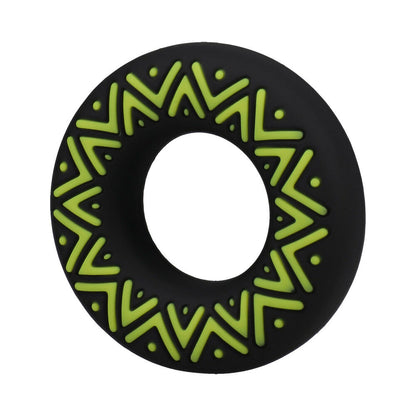 DOC JOHNSON - POLYNESIAN PLEASURES HULA LOOPS ANEL PENIAN DE SILICONE TRIBAL 25MM AMARELO/PRETO