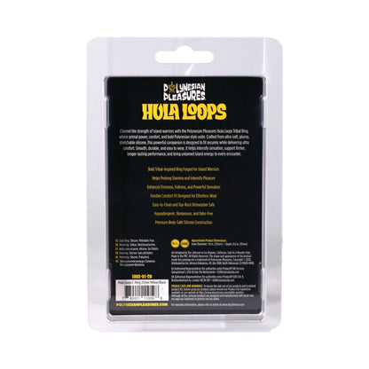 DOC JOHNSON - POLYNESIAN PLEASURES HULA LOOPS ANEL PENIAN DE SILICONE TRIBAL 25MM AMARELO/PRETO